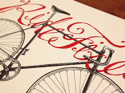 Ride Fixed bicycle fixie illustration pen and ink sharpie typography