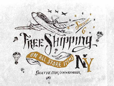 Free Shipping illustration pen and ink sharpie typography