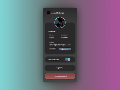 Daily UI Challenge Day #007 Account Settings 007 100dayschallenge account account settings dailyui mobile profile settings