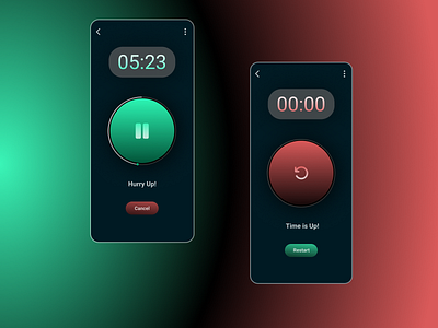Countdown Timer Daily UI Challenge Day #014 014 challenge countdown countdown timer countdowntimer dailyui design design challenge mobile quiz quiz app red and green timer ui