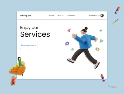 landing page 3d minimalis design minimal ui web