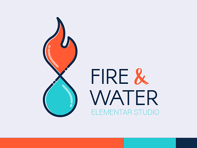 Fire & Water - Logo / Brand Design blue brand design fire flat logo orange studio vector water