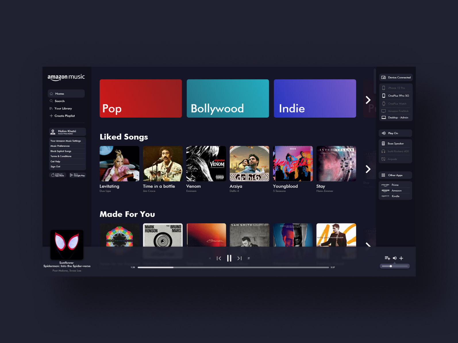amazon music by Halim Khatri on Dribbble
