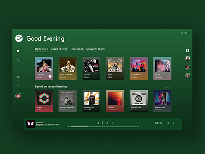 Concept UI for Spotify adobexd app conceptdesign minimal mockup ui uidesign ux uxdesign web