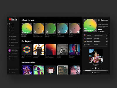 YT Music Concept adobexd conceptdesign mockup ui uidesign ux uxdesign web ytmusic