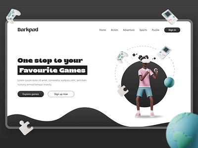 Darkpad - Marketplace For Games 3d game landing page marketplace ui website