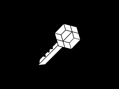 key BOX box branding cube design flat icon illustration isometric key logo prism simple