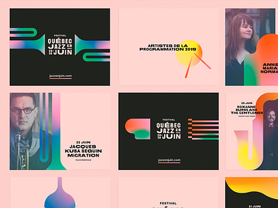 Québec Jazz en Juin brand branding gradients jazz logo logotype music style styleguide summer typography