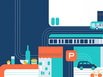 Gare Centrale Dribbble 5 bicycle bike car illustration metro parking pine train transportation