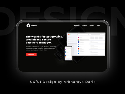 Site for the application "BlackBox" application blackbox design landingpage logo ui ux webdesign