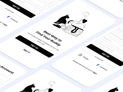 Sign Up and Log In App android app appdesign black creative dailyui design figma login mobile signup ui uiux ux white
