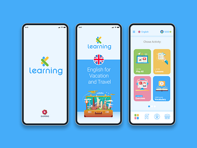 K-Learning App UX & UI 2019 trend branding design flat ios learning app ui user experience ux ui vector