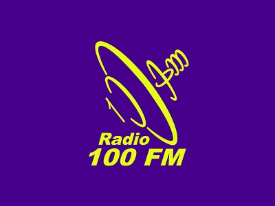 100 FM branding design flat identity radio satelite smart logo vector