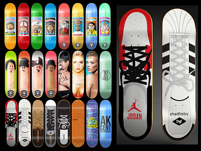 Skateboard Design Collage art direction graphic design skateboard skateboard design skateboard graphics vector art