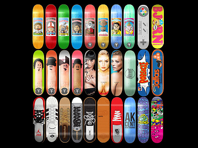 Skateboard Design Collage - 2015 art direction concept eshe graphic design muckmouth skateboard art skateboard design