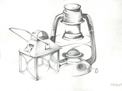Oil lamp and lantern design drawing graphic design illustration lantern light oil lamp painting pencil