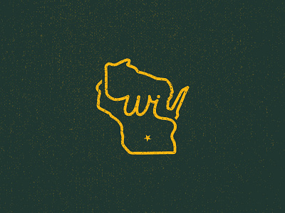 Wisconsin State Mark brand branding design gold green identity illustrator logo logo design simple star vector