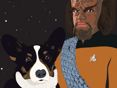 Fredrick, Son of Ben with Worf, Son of Mogh ben buchanan corgi dog enterprise fred fredrick gift jessica jessica buchanan mogh portrait sci fi son space star trek vector wichita worf