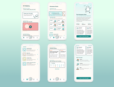 Runaware - Dashboard and Paths app branding dashboard design mindful mindfulness running ux wellness