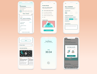 Runaware - Run app branding design mindfulness running ui ux wellness