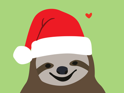 Merry Slothmas cards christmas fun illustration illustrator santa sloth vector
