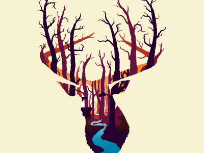 Manitoba Life Cover creek deer forest graphic design illustration negative space trees warm