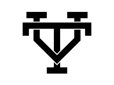 T.V. real estate logomark/monogram black and white brand college line logo mark monogram overlap real estate t v thick university varsity