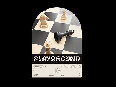 Playground - Chess, Poster 3d art 3d poster bicolor blender chess geometric graphic design illustration isometric mate minimalism pawn playground poster queen gambit type poster wood 3d