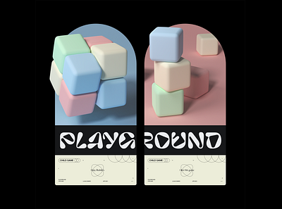 Playground - Child game 3d illustration 3d poster blender c4d child game colorful graphic design3dart isometric minimalism playground poster type poster