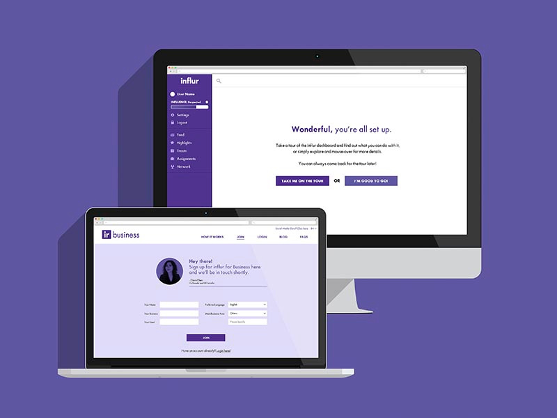Influr web mobile interface ux ui design