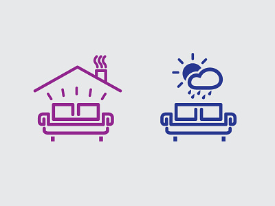 Indoor Outdoor Furniture Icons cloud couch furniture icon indoor line outdoor roof stroke sun symbol weather