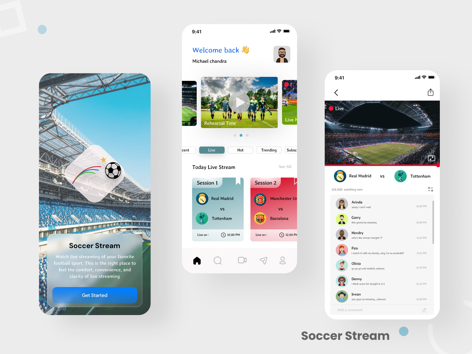 Sport live streaming (soccer) design app by Diawanti on Dribbble