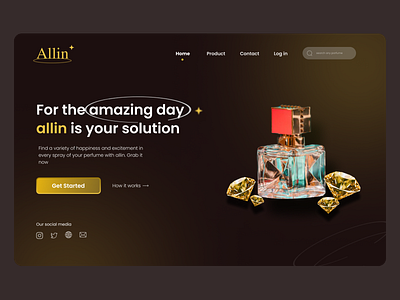 Perfume : Landing Page app app ui clean ui dailyui design e commerce figma illustration interface landing page landing page design minimal perfume shop typography ui uiux ux website website design