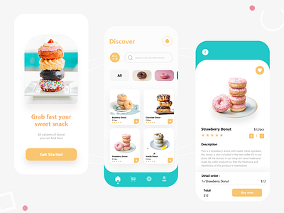 Donut Shop - Design App app branding clean ui design donut dribbble figma food illustration interface minimal mobile app mobile app design shop shot typography ui ui design ui ux design ux