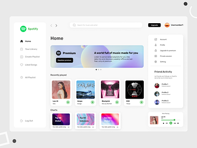 Spotify Redesign - Music Design App app branding clean ui design dribbble figma illustration interface ios minimal mobile app shot spotify typography ui ui design ui ux design ux vector web