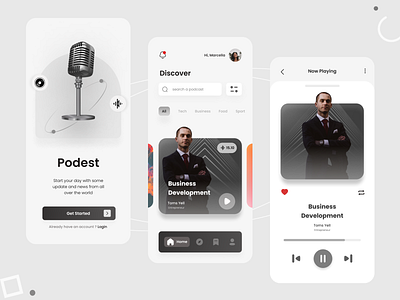 Podcast App - Podest app branding clean ui design dribbble figma illustration interface ios minimal mobile app mobile app design music podcast shot typography ui ui design ui ux design ux