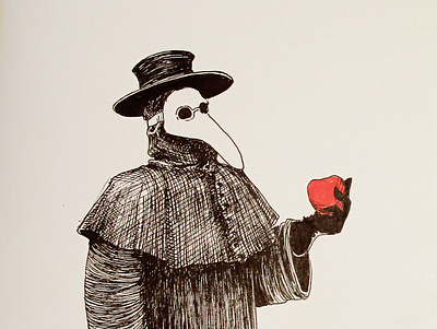 Medico Della Peste - Medieval Plague Doctor contamination doctor hand drawn illustration infection plague virus