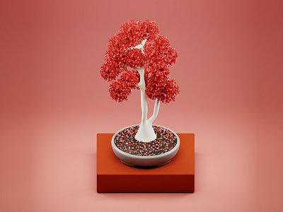 Red Tree 3d 3d art beauty blender bonsai calm cycles design illustration nature peace planet red tree