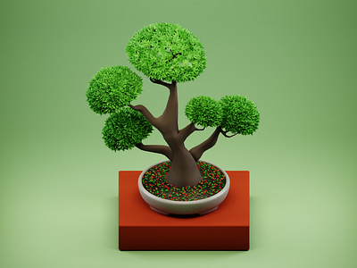 Green Bonsai 3d 3d art blender bonsai calm cycles design green illustration love modeling nature peace planet seed tree