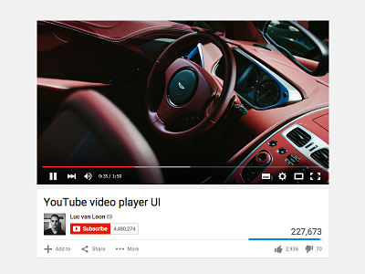 YouTube player UI PSD Download download free freebie interface kit mockup player psd ui user interface video youtube