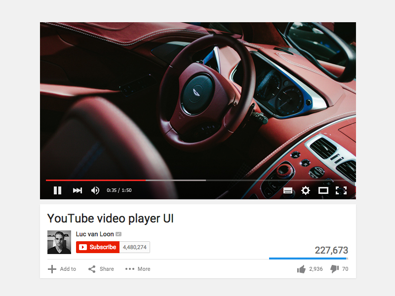 Download YouTube player UI PSD Download by Luc van Loon on Dribbble