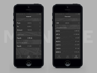 Monote - valuta app app application apps cash conversion design exchange mobile money style valuta