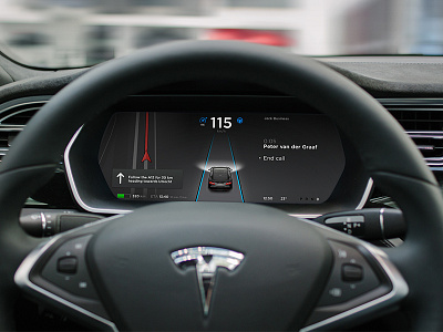 Tesla Instrument Cluster on autopilot automotive car cockpit experience in car model principle sketch tesla ui user ux