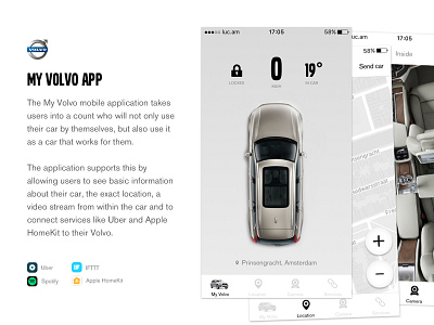 My Volvo App car design minimal mobile mockup portfolio projects slide volvo web website work