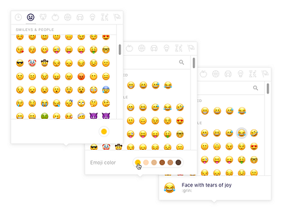 Emoji Picker States clean emoji emoticon emoticons light modal pop pop up search selector ui
