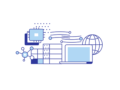 Banking Illustration - Infrastructure backend banking cloud icon icons illustration illustrator infra modern mountainstudio network security system technology vector