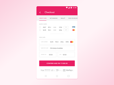 Credit Card Checkout android app checkout creditcard dailyui payment ui