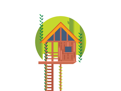 Treehouse 7daystocreate cabin camping house illustration scene tree treehouse woods