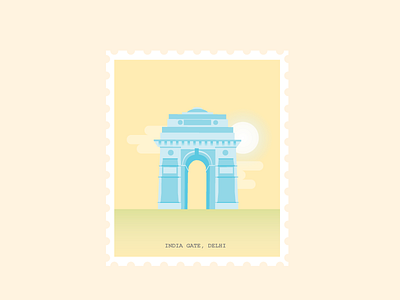 India Gate architecture building delhi history illustration india gate monument postcard vector