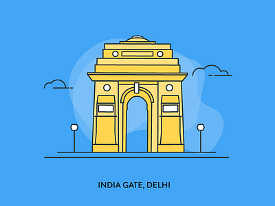 India Gate architecture building delhi history illustration india gate monument postcard vector